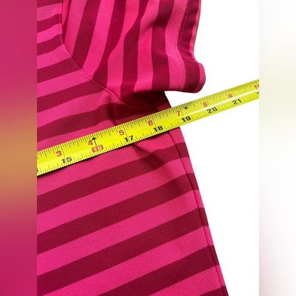 Ladies Nike Golf Short Sleeve Polo Pink Stripe Green Trim Size Medium - Picture 5 of 5